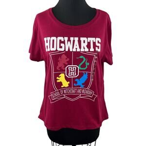 NWT Harry Potter Hogwarts Crest Large Graphic Burgundy Short Sleeve Tee Plus XXL